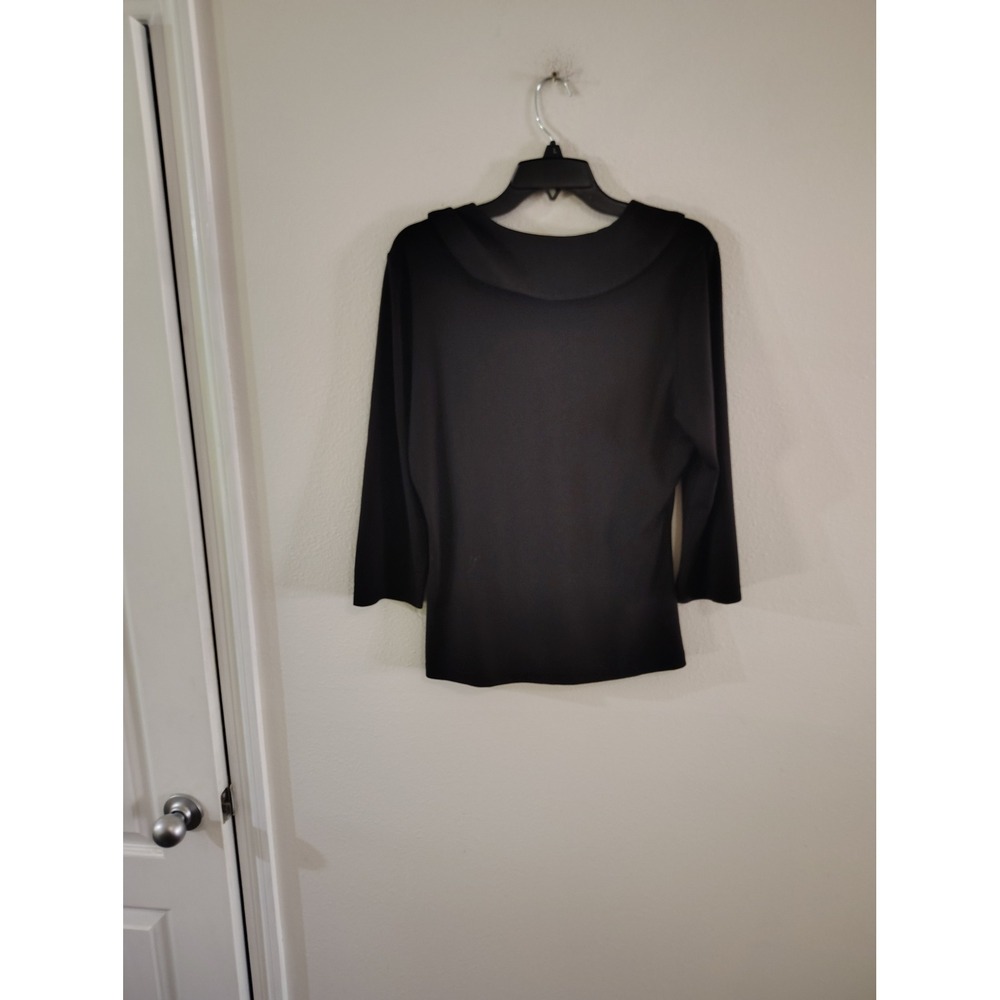 Voodoo Vixen Black Vintage Style Shawl Collar Button 3/4 Sleeve Knit Top Large - Picture 3 of 3